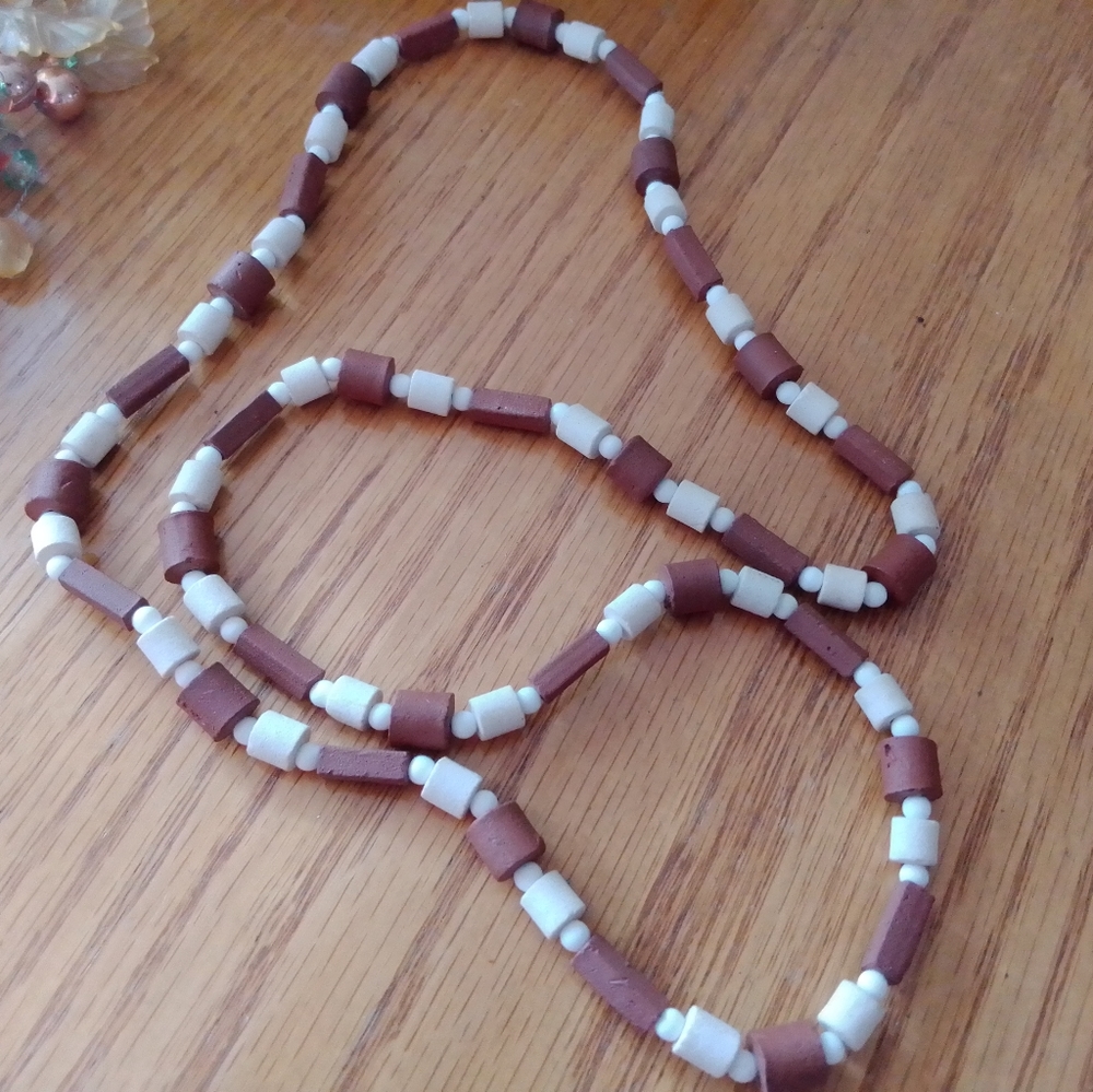 Vintage Handmade Bead Necklace 29"